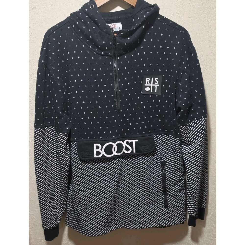 MAO Streetwear Boost Life 1/4 Zip Urban Hip Hop Hoodie Mens Size L